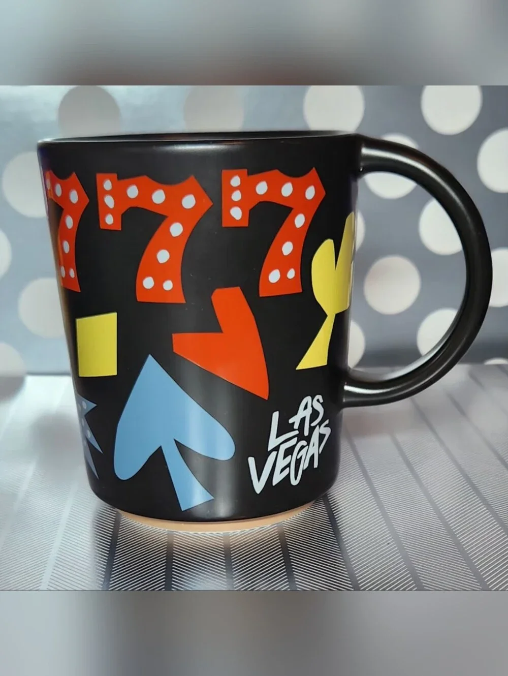 Starbucks Las Vegas 777 Triple 7 & Playing Cards Ceramic Black Coffee Mug 12oz
